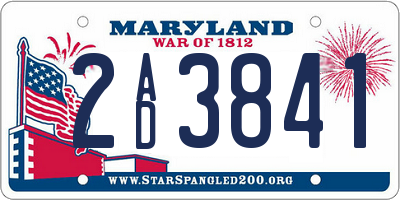 MD license plate 2AD3841