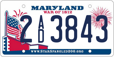 MD license plate 2AD3843