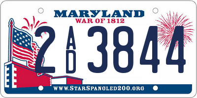MD license plate 2AD3844