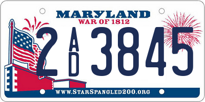 MD license plate 2AD3845