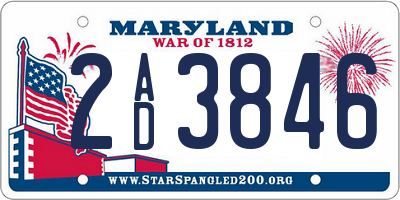 MD license plate 2AD3846