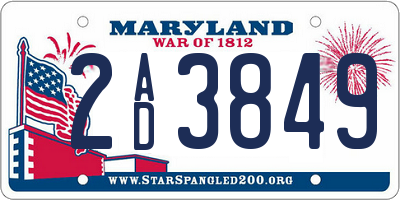 MD license plate 2AD3849