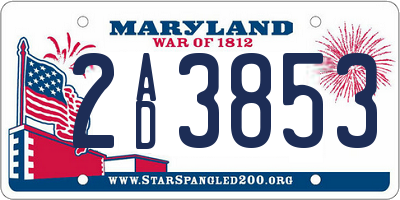 MD license plate 2AD3853