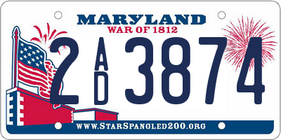 MD license plate 2AD3874
