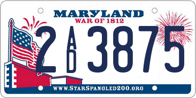 MD license plate 2AD3875