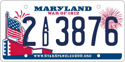 MD license plate 2AD3876
