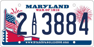MD license plate 2AD3884