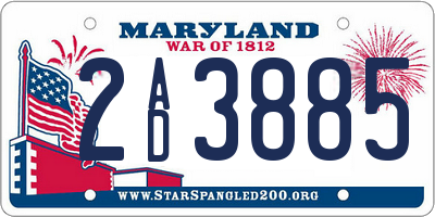 MD license plate 2AD3885