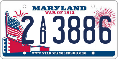 MD license plate 2AD3886
