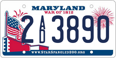 MD license plate 2AD3890