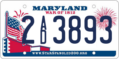 MD license plate 2AD3893