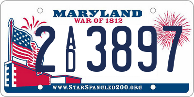 MD license plate 2AD3897