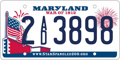 MD license plate 2AD3898