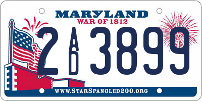 MD license plate 2AD3899