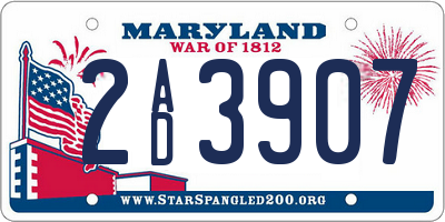 MD license plate 2AD3907