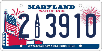 MD license plate 2AD3910