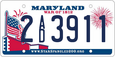 MD license plate 2AD3911