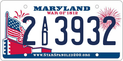 MD license plate 2AD3932