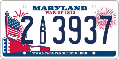 MD license plate 2AD3937
