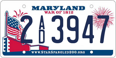 MD license plate 2AD3947