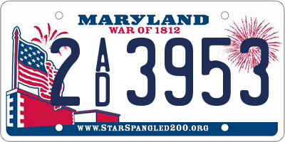 MD license plate 2AD3953