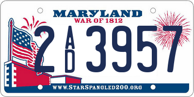 MD license plate 2AD3957