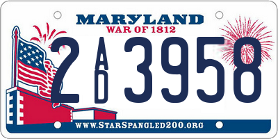 MD license plate 2AD3958