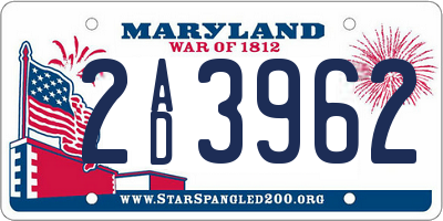 MD license plate 2AD3962