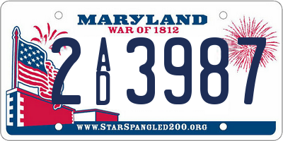 MD license plate 2AD3987
