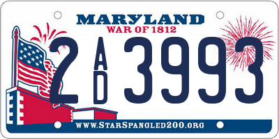 MD license plate 2AD3993