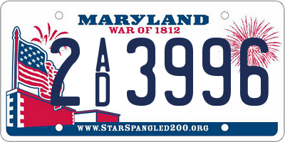 MD license plate 2AD3996
