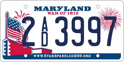 MD license plate 2AD3997