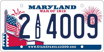 MD license plate 2AD4009