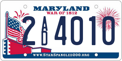 MD license plate 2AD4010