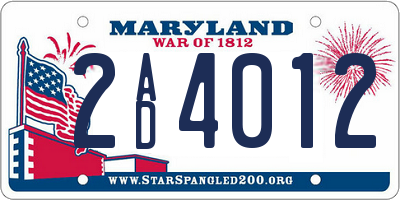 MD license plate 2AD4012