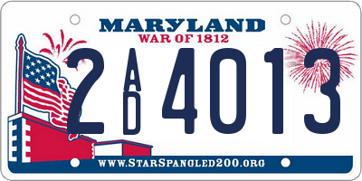 MD license plate 2AD4013