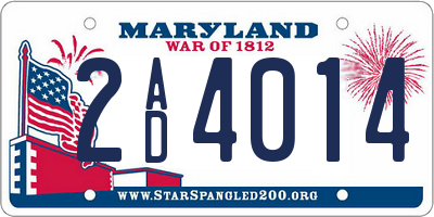 MD license plate 2AD4014