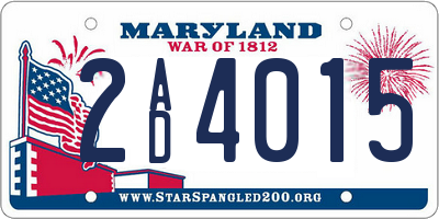MD license plate 2AD4015