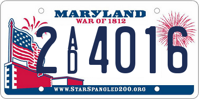 MD license plate 2AD4016