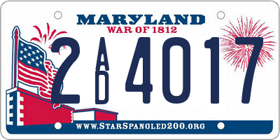 MD license plate 2AD4017
