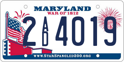 MD license plate 2AD4019