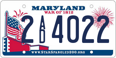 MD license plate 2AD4022