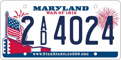 MD license plate 2AD4024