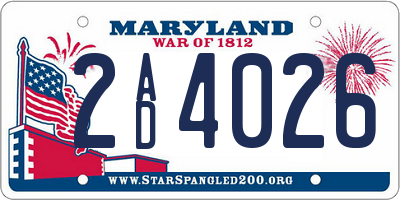 MD license plate 2AD4026