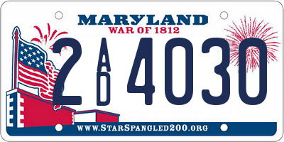 MD license plate 2AD4030