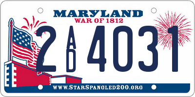 MD license plate 2AD4031