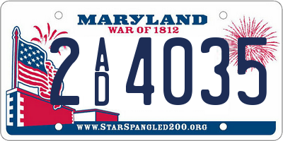 MD license plate 2AD4035