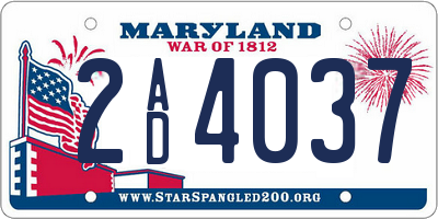 MD license plate 2AD4037