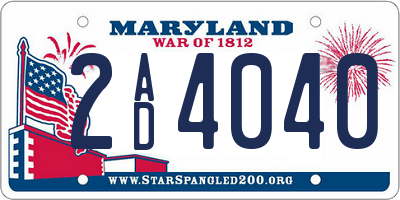 MD license plate 2AD4040