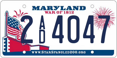MD license plate 2AD4047